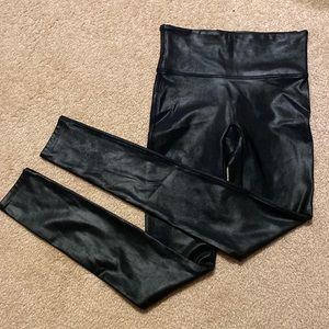 Spanx size small black faux leather leggings